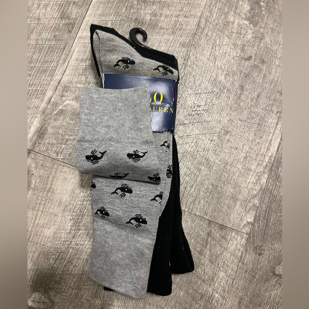 🆕POLO RALPH LAUREN MEN'S SOCKS 3 PAIRS STYLE #ZP899750PK GRYBK SIZE 6-12.5 NWT